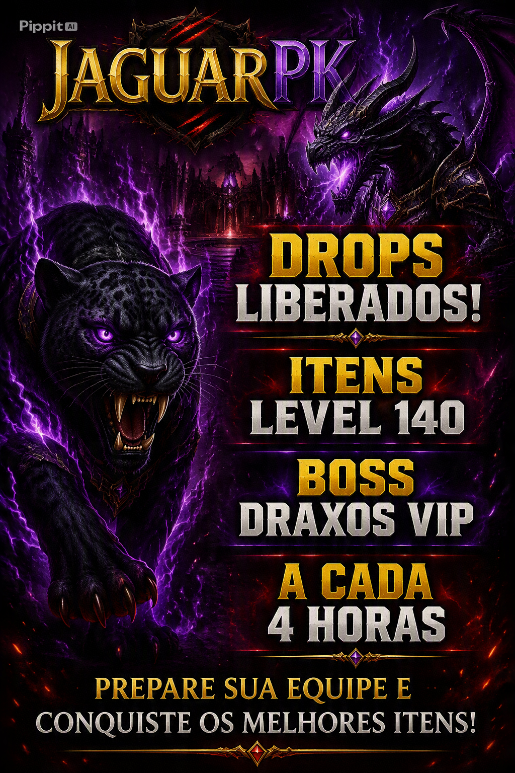 Drops liberados, itens nível 140 e Boss Draxos VIP a cada quatro horas