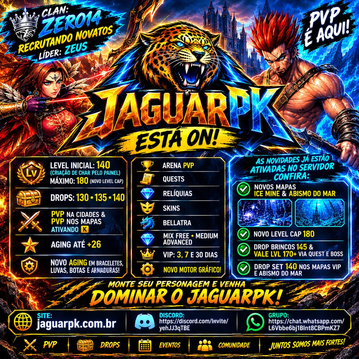 Novidades do servidor JaguarPK